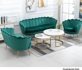 Fotel Art-deco stílusban, smaragd Velvet anyag/gold króm-arany, NOBLIN