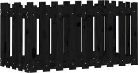vidaXL fekete tömör fenyőfa kerti magaságyás kerítéssel 100x50x50 cm