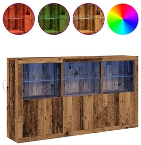 LED világítással rendelkező oldalszekrény Régi fa 181.5x37x100 cm Mérnöki fa