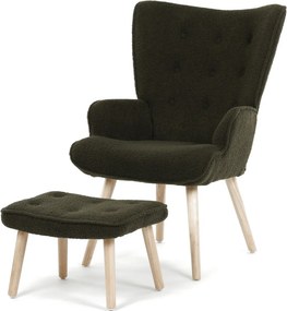 Zöld relaxfotel, boucle szövet kárpitozással