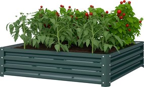 Outsunny Nagy Téglalap Alakú Horganyzott Acél Kültéri Virágtartó Városi Kert Növények, Virágok, Fűszerek Növesztésére, Nagy Kültéri Virágtartó Nyitott