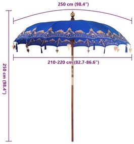 Balinéz Napernyő Kék (210-220) x 260 cm Pamut és tömör fa
