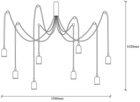 Csillár zsinóron KABLUNI 8xE27/100W/230V pók