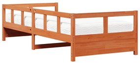viaszbarna tömör fenyőfa kanapéágy matraccal 80 x 200 cm