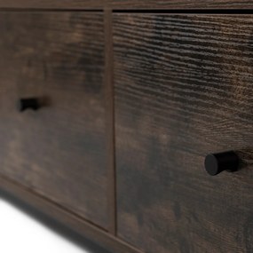 TV-szekrény 120 cm méretben, fiókos kivitelben, rusztikus tölgy színben ZONE