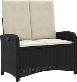 vidaXL fekete polyrattan dönthető kerti pad párnával