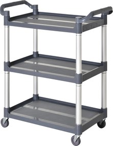 HOMCOM 3-Tier Alumínium Ötvözet Kerekes Konyhai Tárolókocsi 105 kg Teherbírással Étkezőhöz és Fürdőszobához - 88x44x93 cm Szürke | Aosom