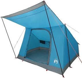vidaXL Kempingssátor tetővel tárolóval Kék 282 x 225 x 154 cm taft