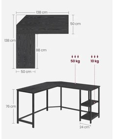 SOLEA sarokíróasztal fekete