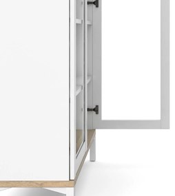Fehér-natúr színű tálalószekrény tölgyfa dekorral 89x203x36 cm Roomers – Tvilum