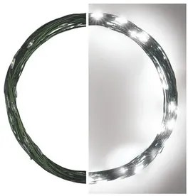 LED karácsonyi nano fényfüzér, zöld, 4 m, kültéri és beltéri, hideg fehér, időzítő