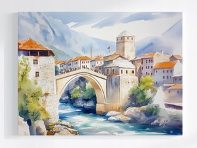 Poszter Balkán Bosznia Mostar Város Híd Turizmus 80x60