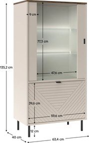Alacsony vitrin, kasmír/castello tölgy, EYCO 1D1W