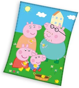 Peppa malac Picnic coral fleece polár takaró 150x200cm