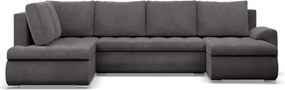 Tokio U sarokkanapé, 3 ágyneműtartóval, kordbársony, baloldali, szürke