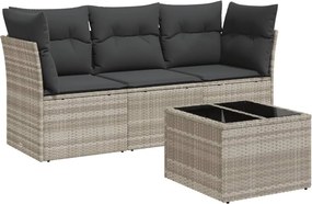 vidaXL 4 részes világosszürke polyrattan kerti ülőgarnitúra párnákkal