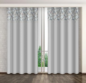Világosszürke dekoratív függöny kék virágmintával Szélesség: 160 cm | Hossz: 270 cm