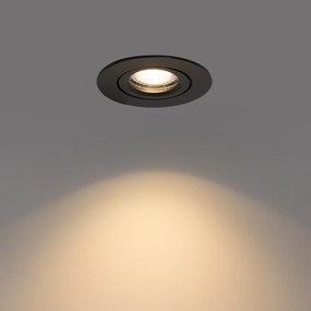 Beépíthető spotlámpa fekete, dönthető, 6,5 cm, LED-es, IP54, ultraf vékony - Pupil