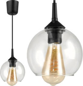 Üveg Függőlámpa Mennyezeti Csillár Gömb Led E27 Átlátszó Gömb