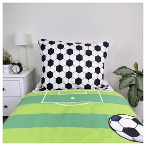 Zöld egyszemélyes pamut gyerek ágyneműhuzat 140x200 cm Football – Jerry Fabrics