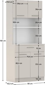 Négyajtós szekrény, kasmír, DOMIS NEW