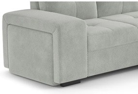 PALERMO jobb oldali, világosszürke kihúzható kanapé tárolóval és puffal