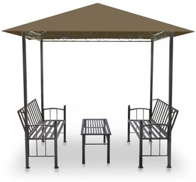 tópszínű kerti pavilon asztallal, padokkal 2,5x1,5x2,4 m