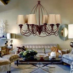 Láncos csillár CLASSIC 6xE14/40W/230V bronz/bézs