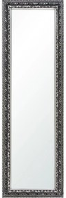 Négyszögletű antik jellegű dúsan faragott ezüst fali tükör 41,5x132x2,5cm