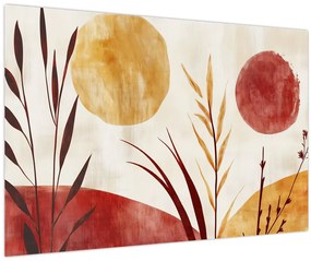 Kép - Növények és körök (90x60 cm)