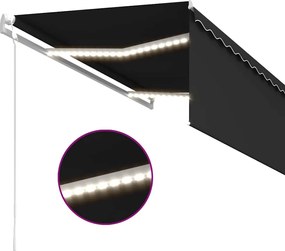 Szürke redőnyös, LED-es, szélérzékelős napellenző 3,5x2,5 m