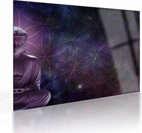 Kép - Buddha az élet virágaival (üvegen) (70x50 cm)