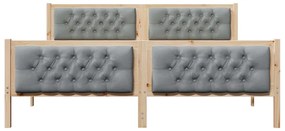 Ágykeret fejtámlával Világosszürke 160 x 200 cm Tömör fenyőfa