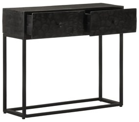 fekete tömör mangófa és vas tálalóasztal 90 x 30 x 76 cm