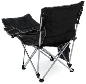 DIVERO Kempingszék levehető lábtartóval fekete