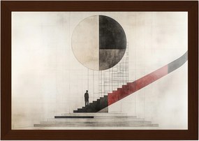 Poszter Keret Fa Absztrakt Bauhaus Lépcső Kör Geometria 60x40