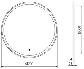 Mexen Gobi, LED kör alakú fürdoszobai tükör háttérvilágítással 70 cm, 6000K, páramentes, 9801-070-070-611-00