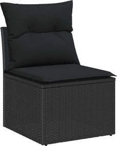 vidaXL Kerti Kanapé Szett párnával tárolóval 9 pcs Fekete Poli rattan