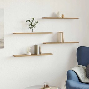 4 db kézműves tölgy színű szerelt fa fali polc 60 x 20 x 1,5 cm