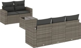 vidaXL 6 részes szürke polyrattan kerti ülőgarnitúra párnákkal