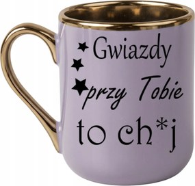Elegáns bögre Csillagok melletted ch.j arany díszítéssel 330 Lila