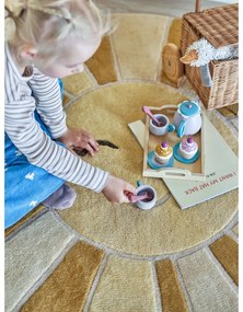 Bézs-borostyán színű gyapjú gyerek szőnyeg ø110 cm Sun – Bloomingville Mini