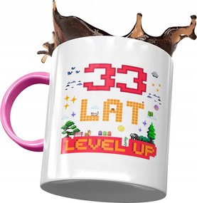 Rózsaszín Bögre Születésnapra 33 33. 33. Ajándék Nyomtatott Fotóval