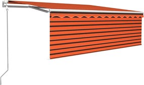 vidaXL narancssárga-barna kézzel kihúzható napellenző redőnnyel 4x3 m
