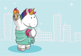 Fotótapéta Unikornis fagylalttal és fánkgal szivárvány mágia 520x318 +ragasztó