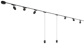 Sínrendszer 6 spotlámpával és 2 függőlámpa fekete 1 fázisú - Magnetic Eggy