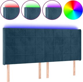 vidaXL sötétkék bársony LED-es fejtámla 203x16x118/128 cm
