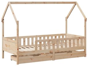 tömör fenyőfa gyerekágykeret fiókokkal 90 x 200 cm
