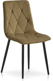 Barna bársony szék LIBRA OLIVE BROWN fekete lábakkal