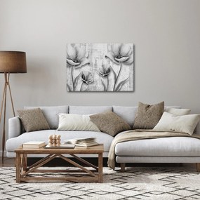 Kép - Fekete-fehér virágok a háttérben (70x50 cm)